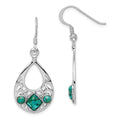 Sterling Silver Rhodium-plated Recon. Turquoise Dangle Earrings, 39 x 17 mm