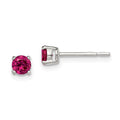 Sterling Silver Polished 4mm Round Red Glass Stud Earrings, 4 x 4 mm, 0.61 g