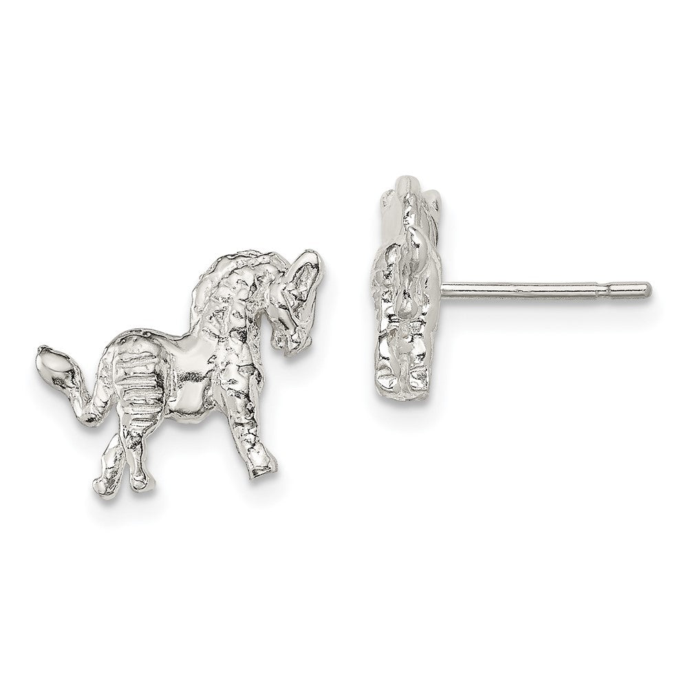 Sterling Silver Horse Mini Earrings, 11 x 13 mm