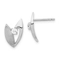 Sterling Silver Polished And Brushed CZ Earrings, 14.9 x 9.1 mm