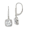 Sterling Silver Rhodium-plated Polished CZ Dangle Earrings, 33 x 12 mm