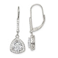 Sterling Silver Rhodium-plated Polished CZ Leverback Earrings, 32 x 12 mm