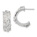 Sterling Silver Polished CZ & Crystal Floral Post C-Hoop Earrings, 23.6 x 18 mm