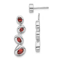 Sterling Silver Polished Red CZ Post Dangle Earrings, 29.75 x 8.2 mm