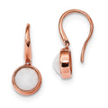 Sterling Silver with White CZ Rose-tone Shepherd Hook Earrings, 25 x 10 mm