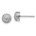 Sterling Silver Rhodium Diam. Post Earrings, 0.1 ct, 7 x 7 mm
