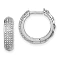 Sterling Silver Rhodium Diam. Hinged Hoop Earrings, 0.348 ct, 16 x 18 mm