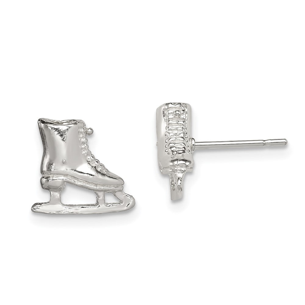 Sterling Silver Ice Skate Mini Earrings, 10 x 10 mm