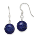 Sterling Silver Polished Round Reconstructed Lapis Dangle Earrings, 28 x 13 mm
