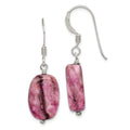 Sterling Silver Polished Oval Purple Jasper Dangle Earrings, 33 x 11 mm