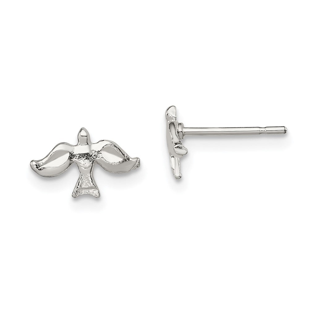 Sterling Silver Dove Mini Earrings, 7 x 10 mm