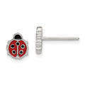 Sterling Silver Polished & Enameled Ladybug Children's Post Earrings, 7 x 6 mm