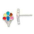 Sterling Silver Polished Enamel Balloon Childs Post Earrings, 13 x 10 mm