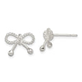 Sterling Silver Polished and Textured Bow Post Earrings, 10 x 14 mm