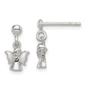 Sterling Silver Rhodium-plated Polished and Satin Angel Post Earrings, 14 x 8 mm