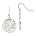 Sterling Silver Polished Round Tree Shepherd Hook Earrings, 36 x 19 mm