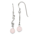 Sterling Silver Polished & Antiqued Rose Quartz Swirl Dangle Earrings, 31 x 5 mm