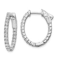 Sterling Shimmer Sterling Silver Rhodium-plated 36 Stone 1.7mm CZ In and Out Oval Hinged Hoop Earrings, 23.15 x 18.35 mm