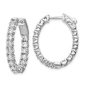 Sterling Shimmer Sterling Silver Rhodium-plated 32 Stone 3.0mm CZ In and Out Oval Hinged Hoop Earrings, 29 x 23.57 mm