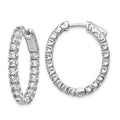 Sterling Shimmer Sterling Silver Rhodium-plated 38 Stone 2.5mm CZ In and Out Oval Hinged Hoop Earrings, 27 x 23 mm