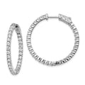 Sterling Shimmer Sterling Silver Rhodium-plated 58 Stone 2.5mm CZ In and Out Round Hinged Hoop Earrings, 33.5 x 33.5 mm