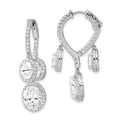 Sterling Silver Rhodium-plated Polished CZ Fancy Dangle In & Out Earrings, 37.75 x 10.25 mm