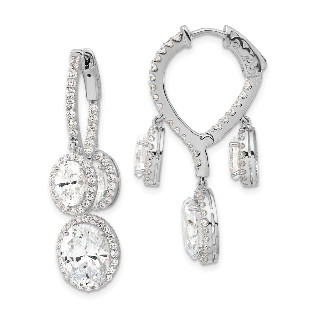 Sterling Silver Rhodium-plated Polished CZ Fancy Dangle In & Out Earrings, 37.75 x 10.25 mm