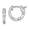 Sterling Shimmer Sterling Silver Rhodium-plated 18 Stone CZ Hinged Hoop Earrings, 12.33 x 13.5 mm
