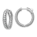 Sterling Shimmer Sterling Silver Rhodium-plated 170 Stone CZ In and Out Round Hinged Hoop Earrings, 23.7 x 24 mm