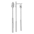 Sterling Silver RH-plated Bar & Chain Front/Back Post Dangle Earrings, 60.5 x 2.4 mm
