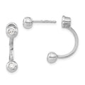 Sterling Silver Rhodium-plated CZ Front & Back Post Dangle Earrings, 22.25 x 5.25 mm