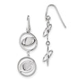 Sterling Silver Rhodium-plate Twisted Circles Shepherd Hook Earrings, 48.3 x 14.9 mm
