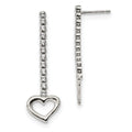 Sterling Silver CZ Dangle Heart Earrings, 39 mm