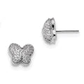 Sterling Silver Rhodium-plated CZ Butterfly Post Earrings, 9 x 11 mm
