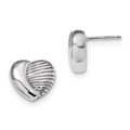 Sterling Silver Rhodium-plated Heart Post Earrings, 12.45 x 13.75 mm