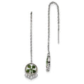 Sterling Silver Plat. Plated Clover Epoxy & Shell CZ Post Earrings, 108 x 11.12 mm