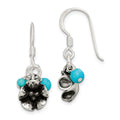 SS Turq. Howlite/Recon. Magnesite Flower Shepherd Hook Earrings, 42 x 4.3 mm