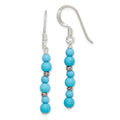 Sterling Silver Polished Dyed Howlite & Recon. Magnesite Dangle Earrings, 44.62 x 4.75 mm