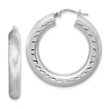 Sterling Silver Rhodium-plated Diamond-cut Polished/Satin 5mm Hoop Earrings, 30.5 x 28.7 mm