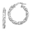 Sterling Silver Rhodium-plated 4x20mmTwisted Hoop Earrings, 20 x 4 mm