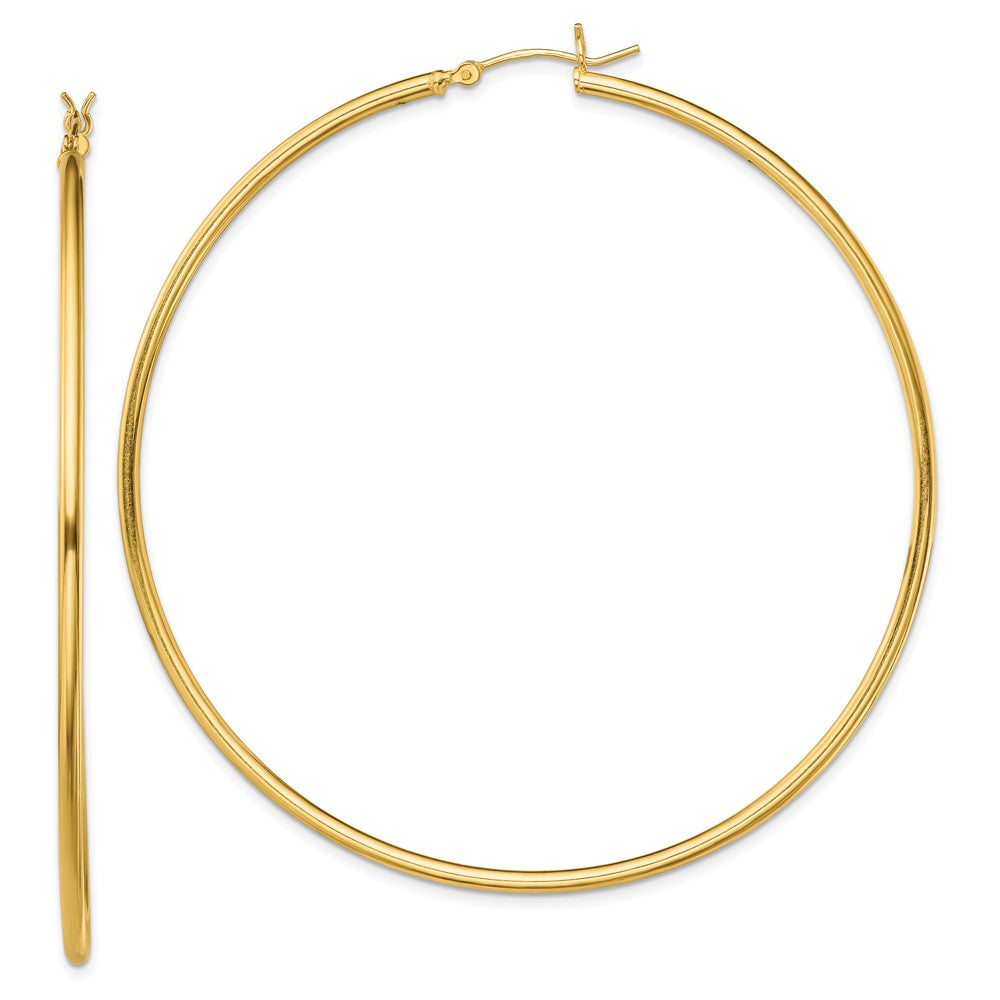 Sterling Silver Gold-Tone Polished 2x70mm Hoop Earrings, 70 x 2 mm