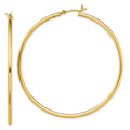 Sterling Silver Gold-Tone Polished 2x55mm Hoop Earrings, 55 x 2 mm