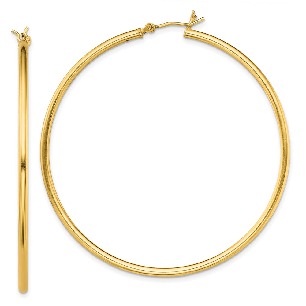 Sterling Silver Gold-Tone Polished 2x55mm Hoop Earrings, 55 x 2 mm