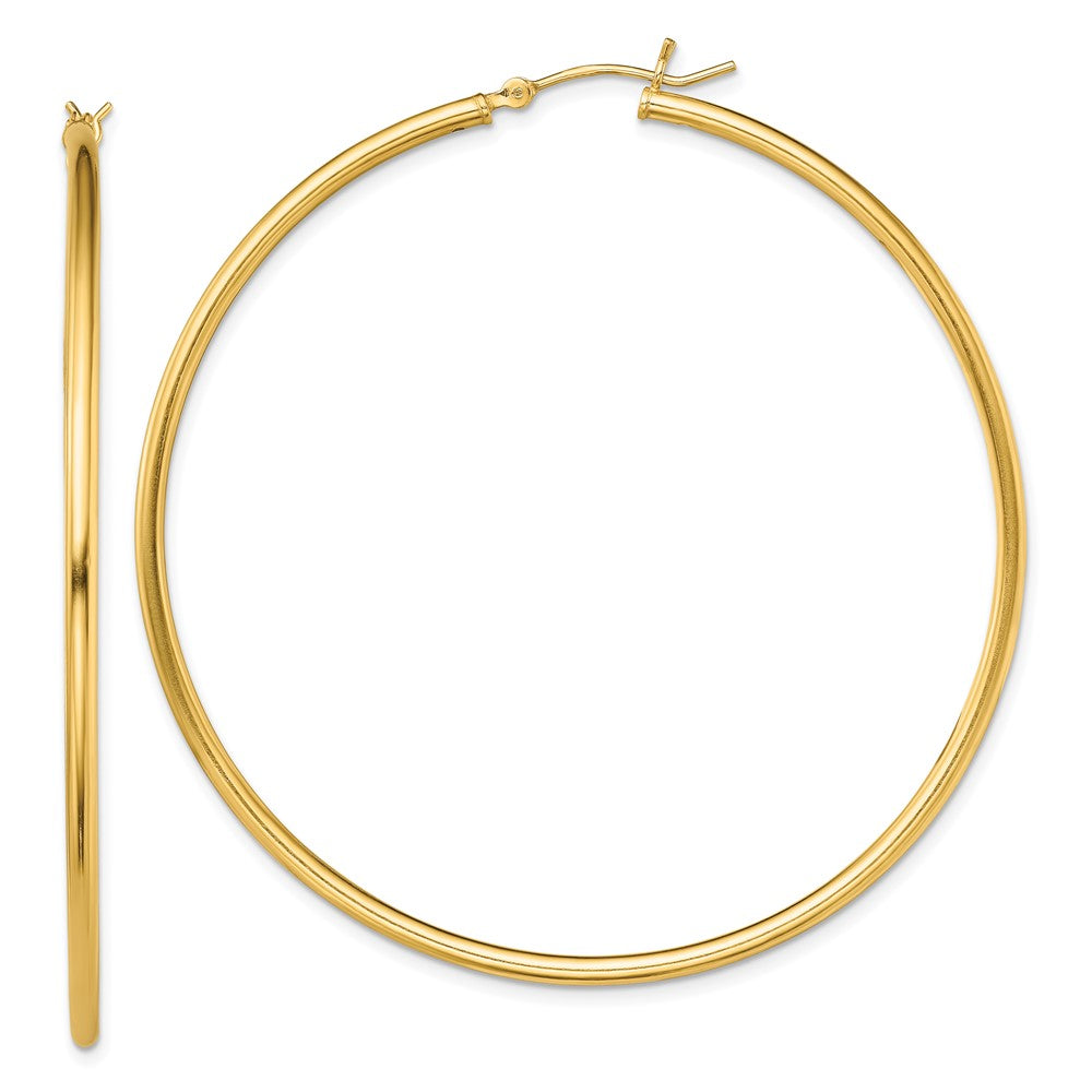 Sterling Silver Gold-Tone Polished 2x60mm Hoop Earrings, 60 x 2 mm