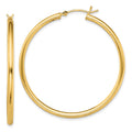 Sterling Silver Gold-Tone Polished 2x45mm Hoop Earrings, 45 x 2 mm