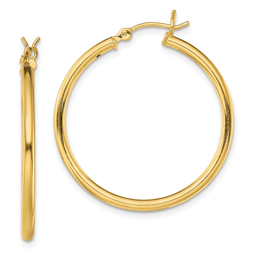 Sterling Silver Gold-Tone Polished 2x30mm Hoop Earrings, 30 x 2 mm