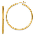 Sterling Silver Gold-Tone Polished 2x40mm Hoop Earrings, 40 x 2 mm