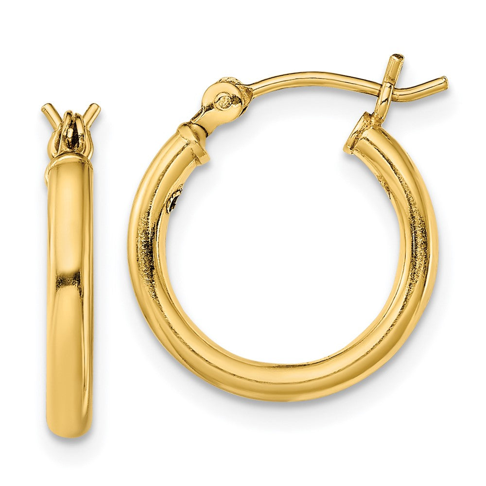 Sterling Silver Gold-Tone Polished 2x15mm Hoop Earrings, 15 x 2 mm