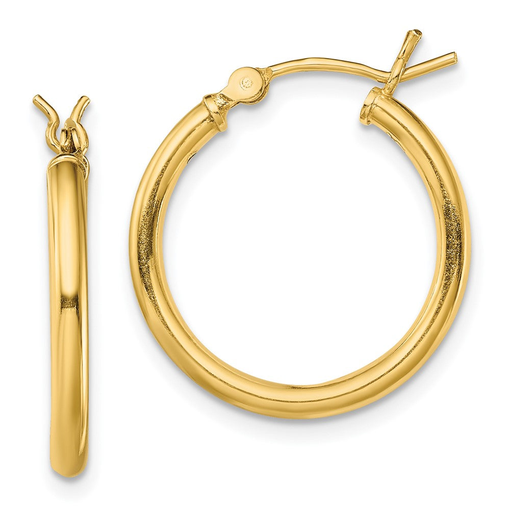 Sterling Silver Gold-Tone Polished 2x20mm Hoop Earrings, 20 x 2 mm
