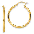 Sterling Silver Gold-Tone Polished 2x25mm Hoop Earrings, 25 x 2 mm